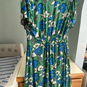 Floral Green and Blue Dress